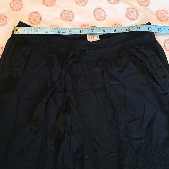 American Rag women's small smocked elastic waist, cuffs, crochet-trim soft pants - Picture 8 of 12